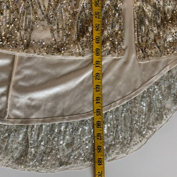 MAC DUGGAL 5018 Dress 2 Cassandra Stone Sequin Gown Plunging Neckline High Slit - Picture 16 of 16